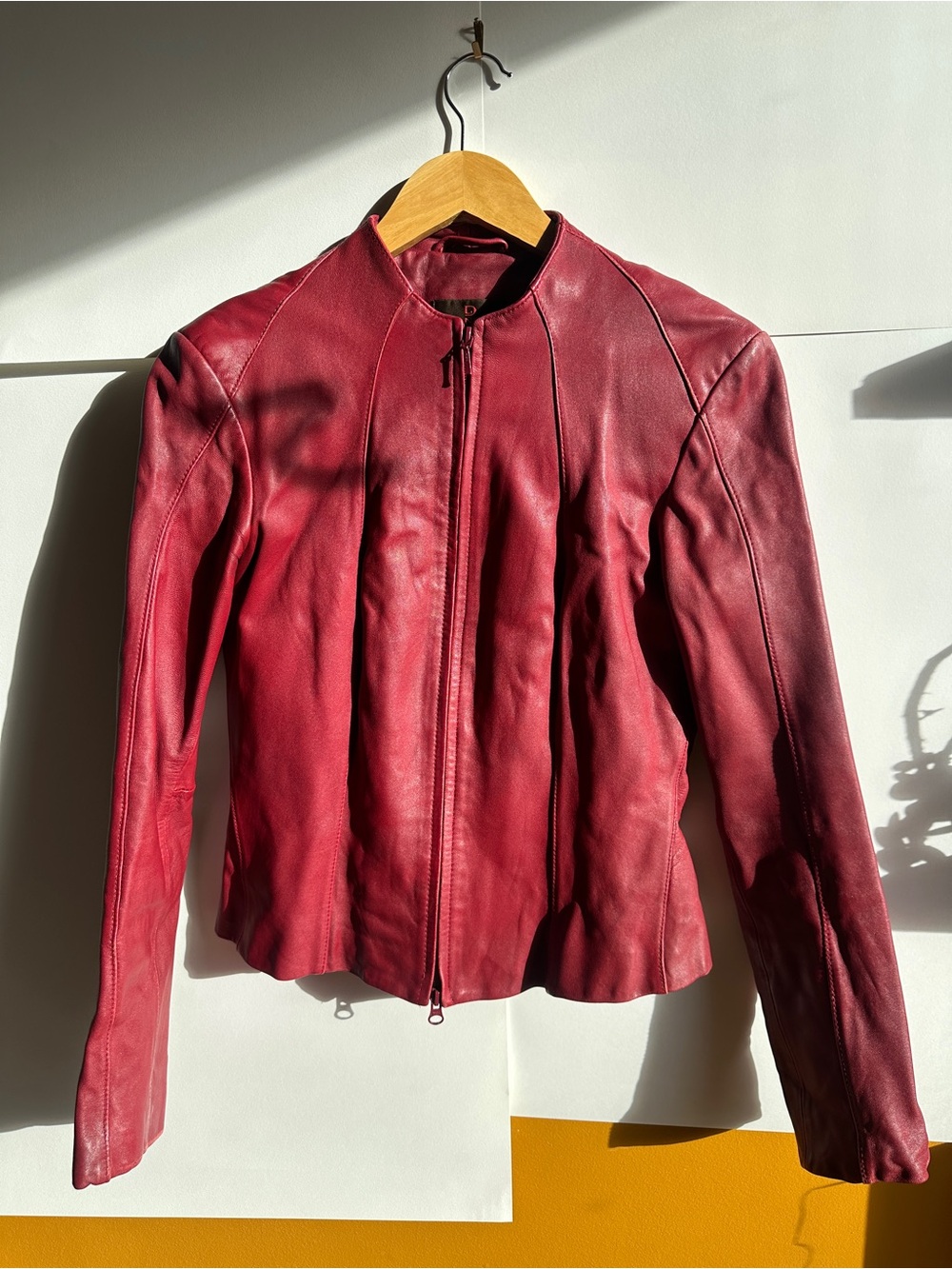 Danier Women's Burgundy Leather Zip Jacket